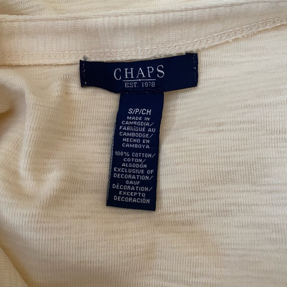 CHAPS Cotton Ivory long sleeve Women's Frill Blouse Top Size S petite - Picture 9 of 10